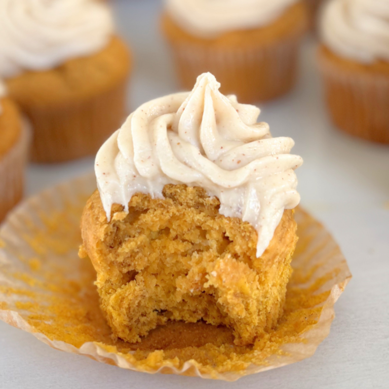 gluten free pumpkin cupcakes with brown butter maple frosting