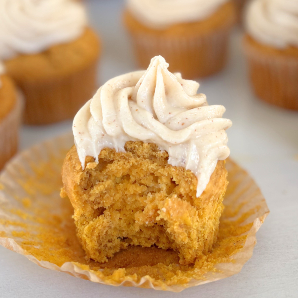 gluten free pumpkin cupcakes with brown butter maple frosting