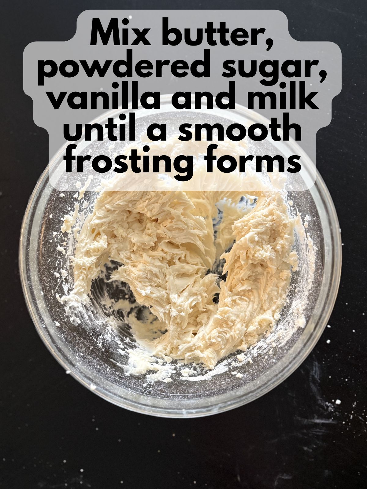 buttercream frosting in a mixing bowl