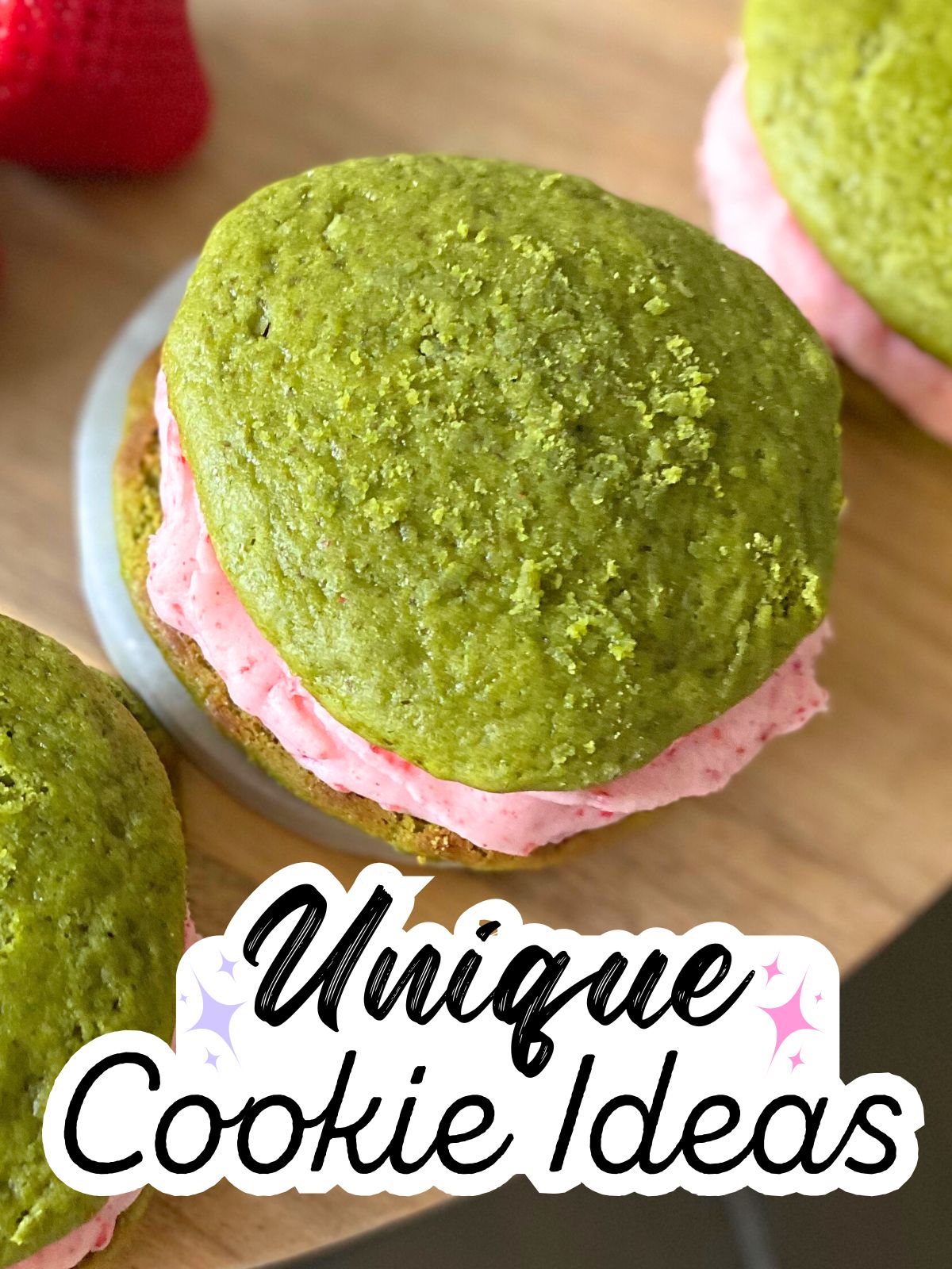 matcha strawberry whoopie pies