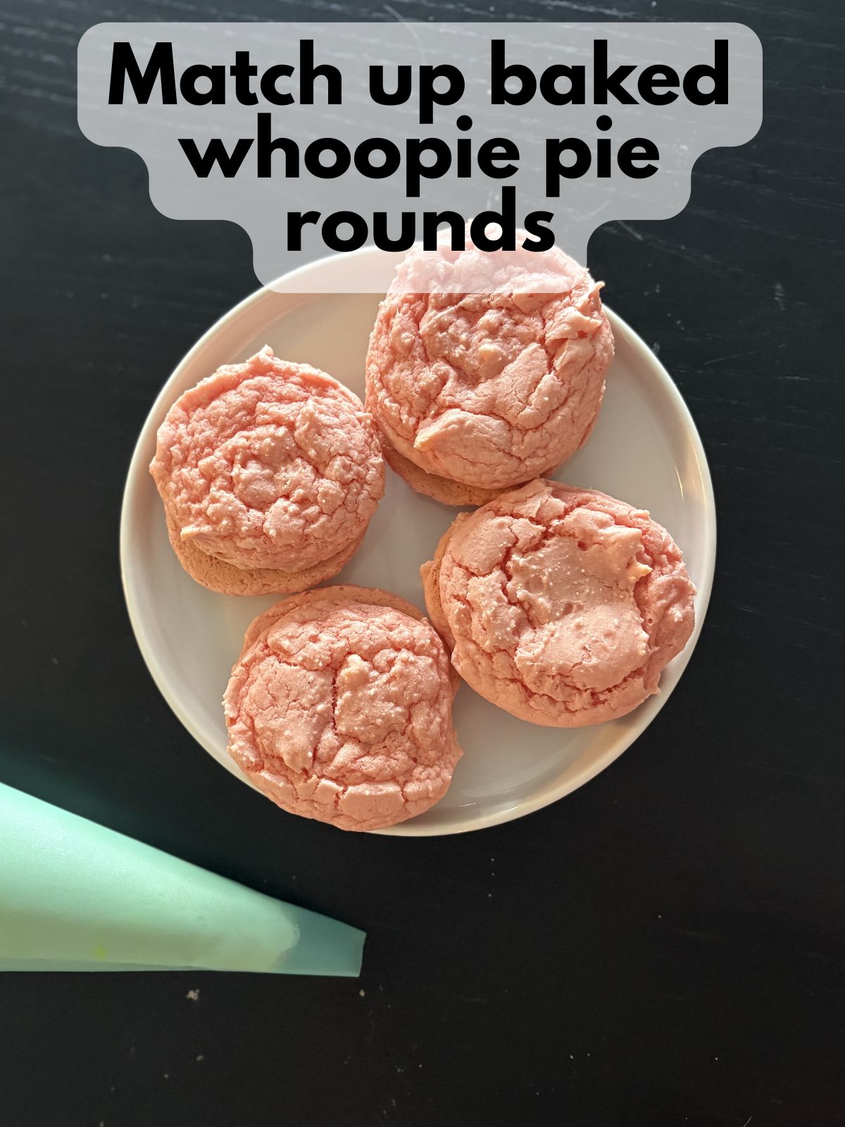strawberry cake mix whoopie pie rounds on a plate