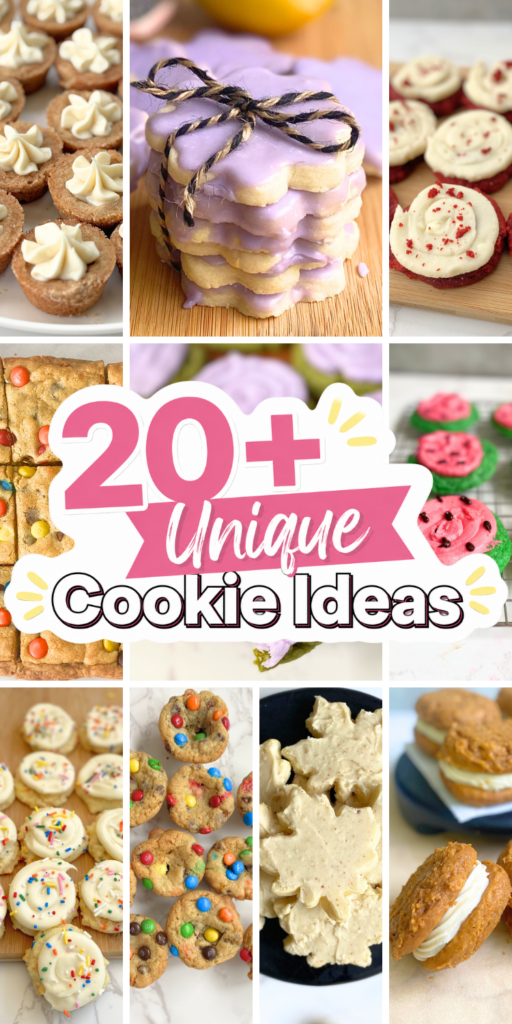 These unique cookie recipes are fun cookies to make for parties, holidays, cookie trays, and special occasions. Try all kinds of beautiful cookies with creative flavors, colors, and designs.
