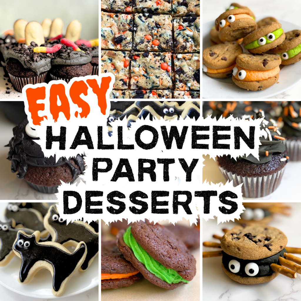 These easy Halloween party desserts are perfect for busy moms. From spooky sugar cookies to no-bake bites, and cupcakes that come together fast.