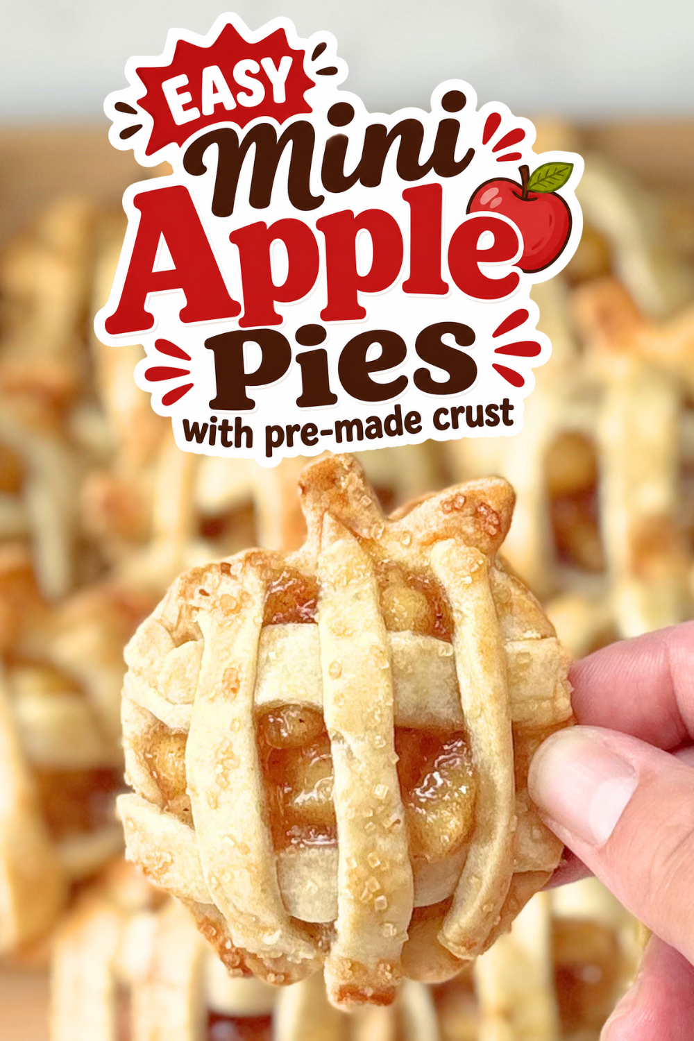These easy mini apple pies use refrigerated pie crust and canned apple pie filling to create adorable individual apple pies with a simple lattice top; perfect for busy bakers who want quick, pretty desserts.  