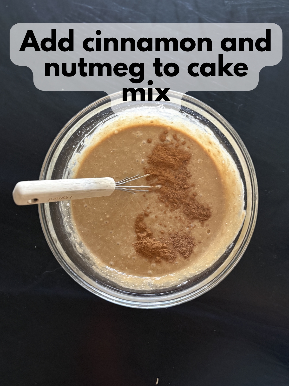 cinnamon and nutmeg added to cake batter