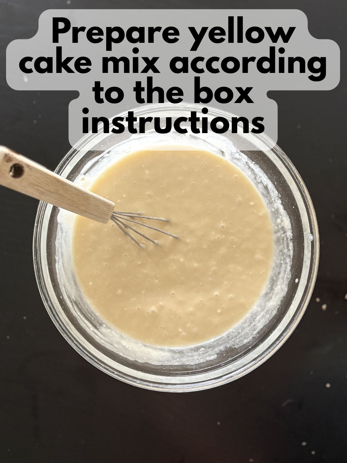 yellow cake batter in a mixing bowl
