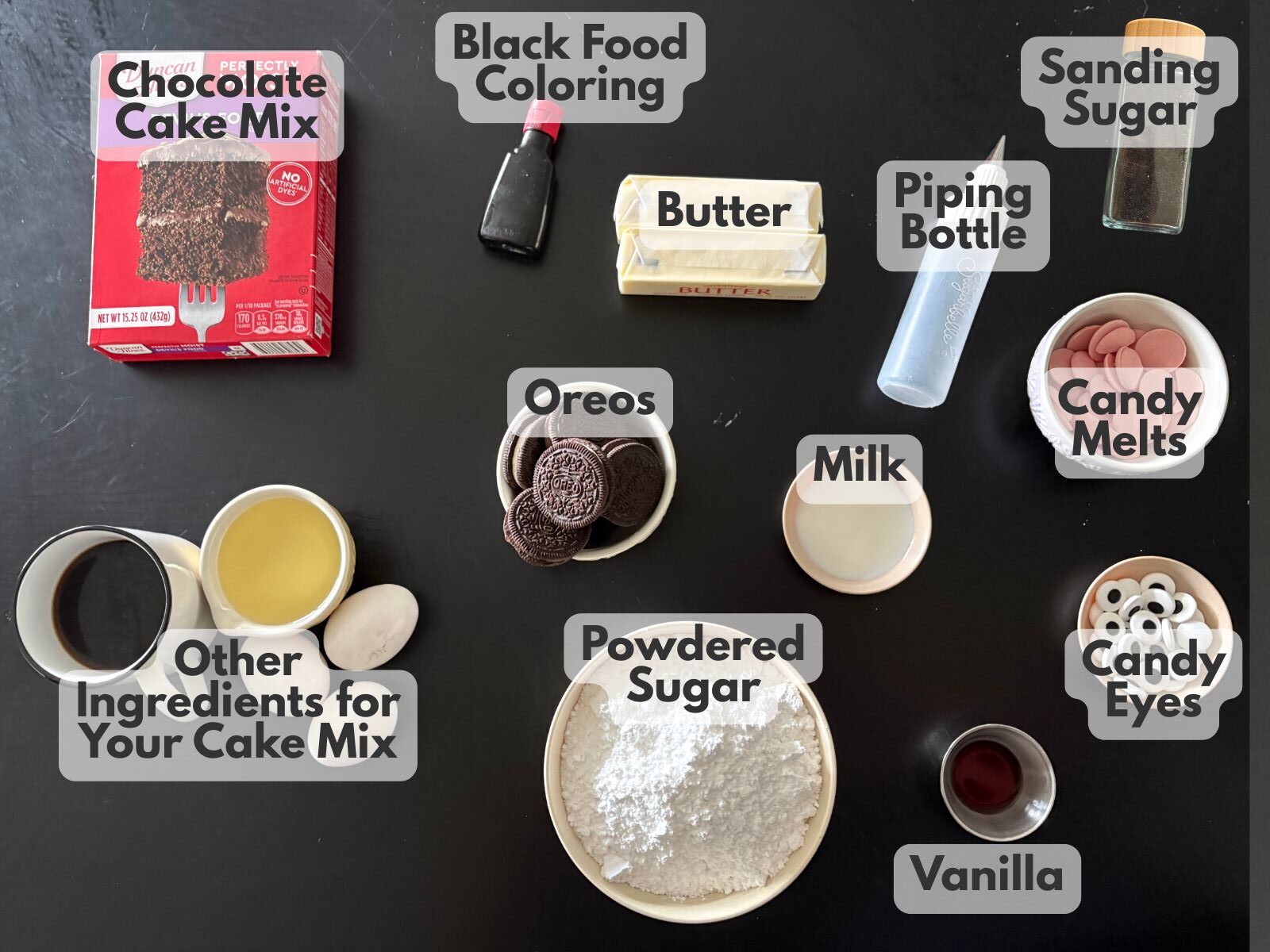 black cat cupcakes ingredients