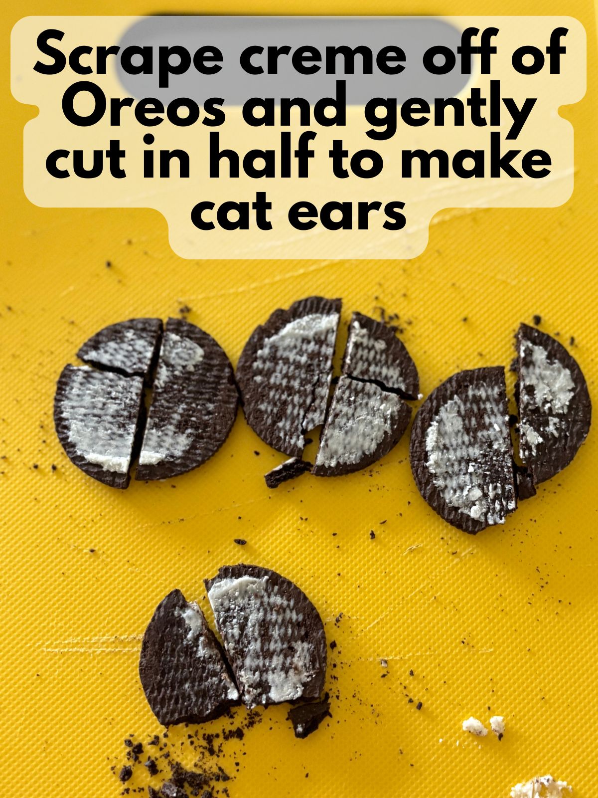oreo cookies with the creme scraped off and cut in half