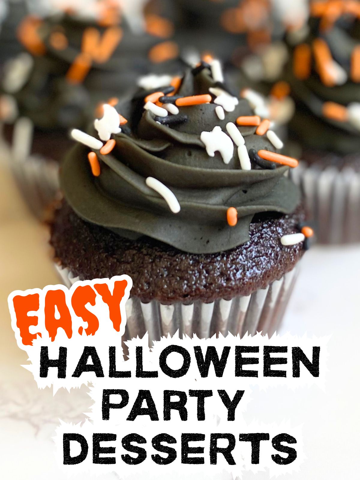 black frosted halloween cupcakes
