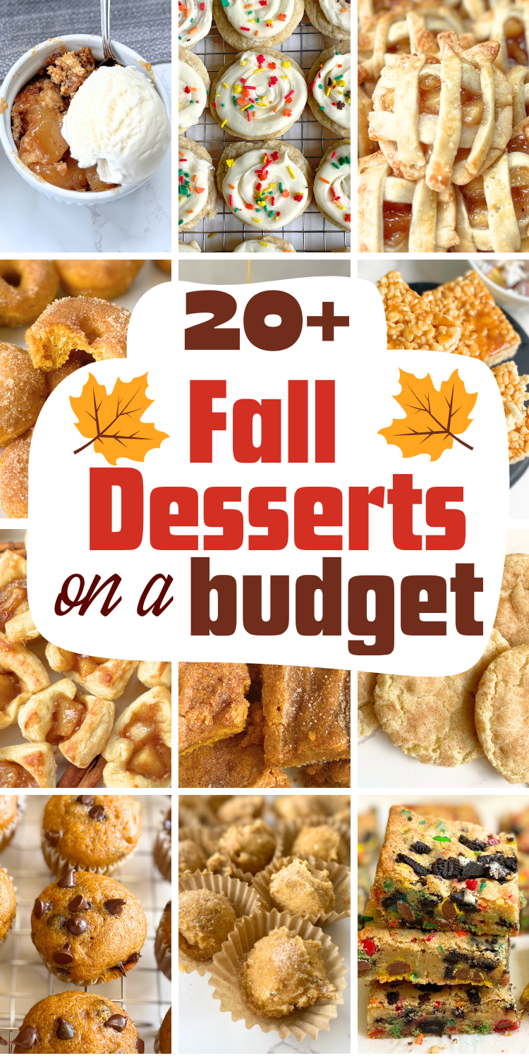 Discover 20+ easy fall desserts on a budget, including pumpkin treats, apple desserts, cookies, bars, and more for about $1 or less per serving.