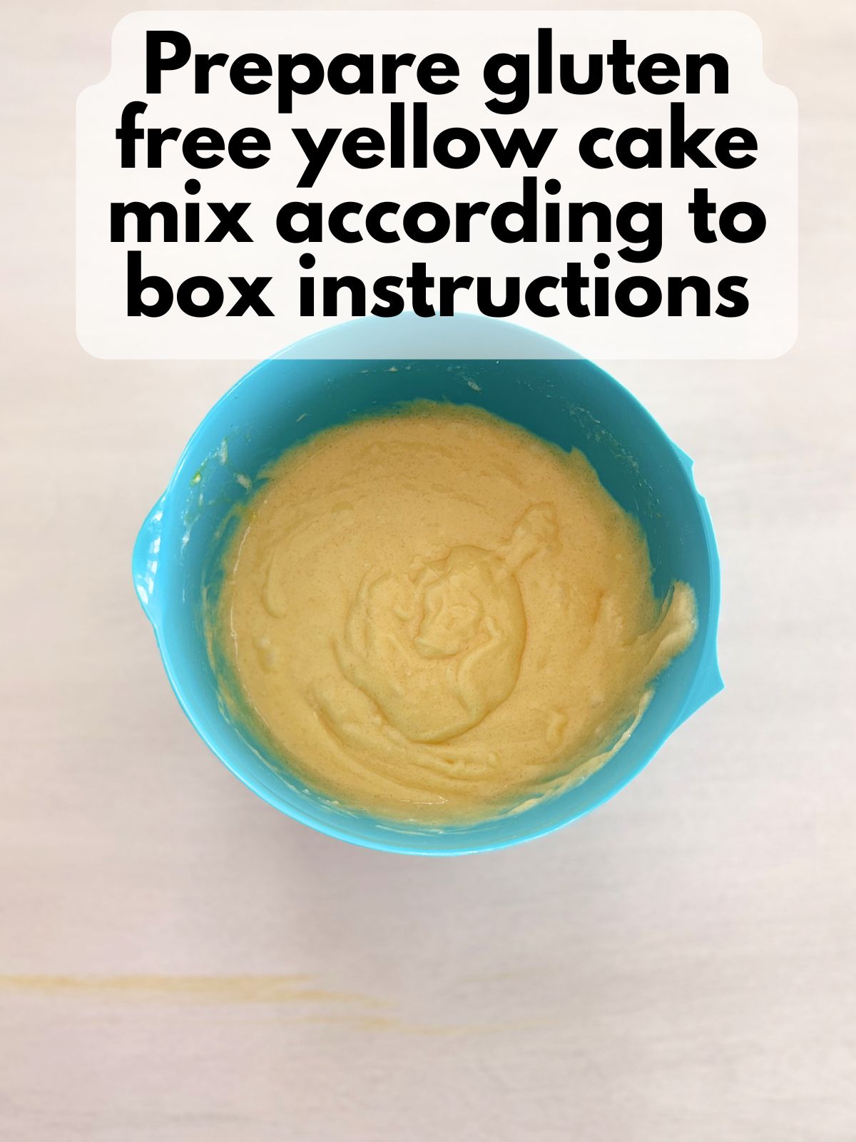 gluten free yellow cupcake batter in a mixing bowl