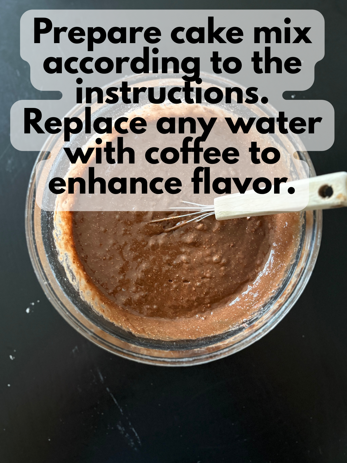 chocolate cake batter in a mixing bowl