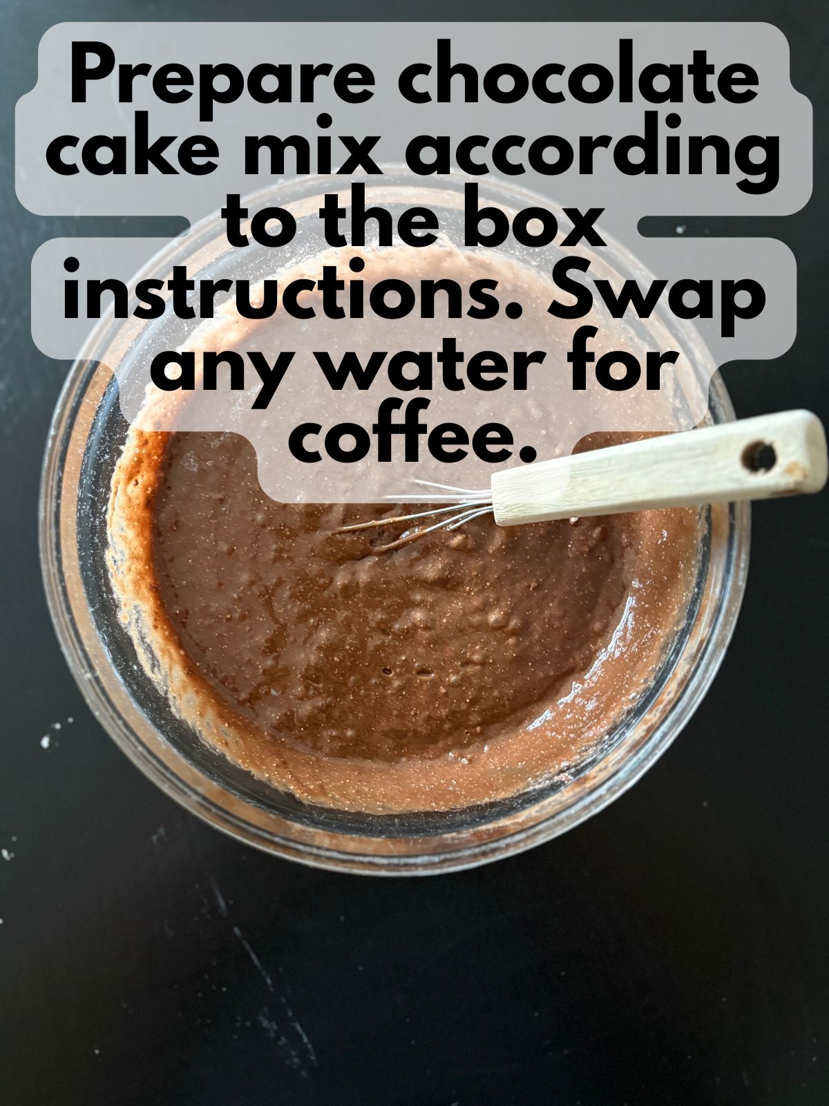 chocolate cake batter in a mixing bowl