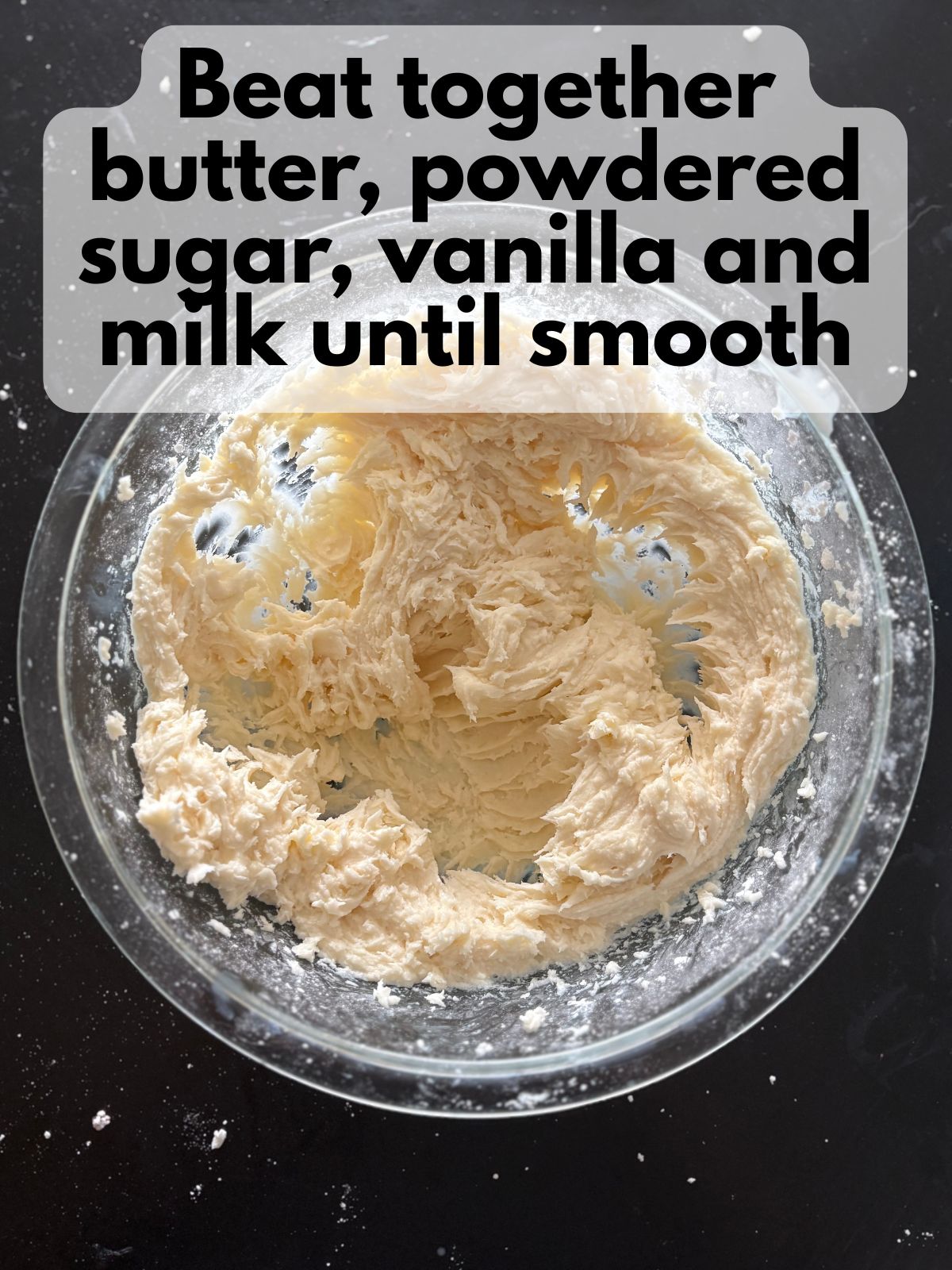 vanilla buttercream in a mixing bowl