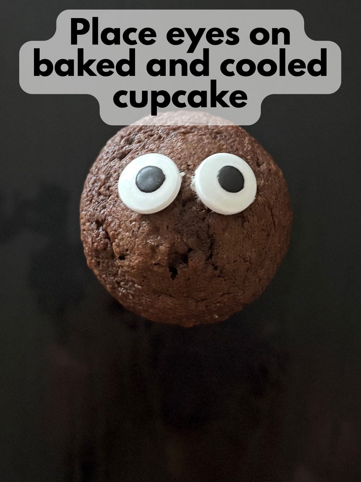cany eyes on chocolate cupcake
