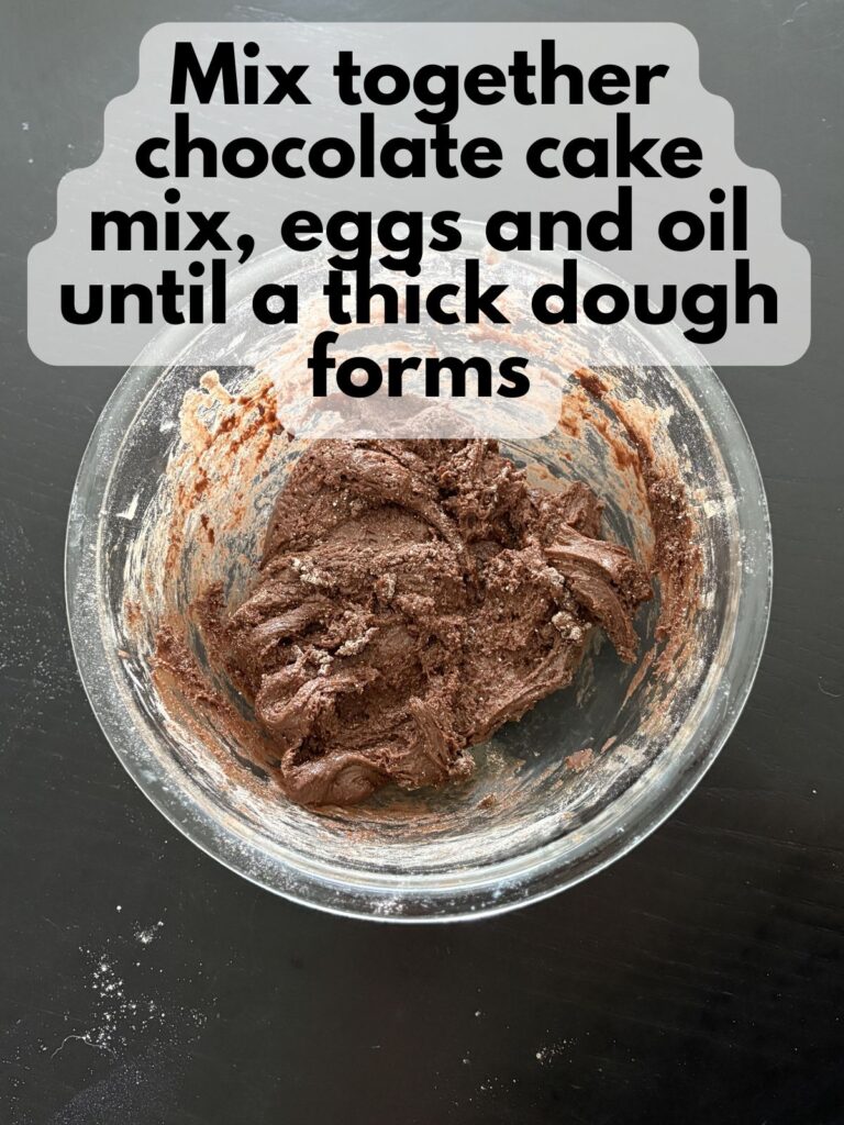 chocolate cake mix cookie dough in a bowl