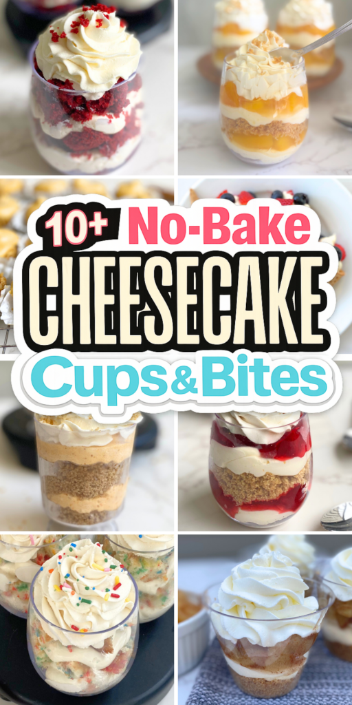 This collection of no-bake cheesecake cups and bites is full of easy no-bake cheesecake recipes for every craving, from strawberry pie to funfetti to berry cheesecake cones. Each one is creamy, individually portioned, and completely oven-free. no bake mini dessert cups, individual cheesecake cups, cheesecake bites recipe, cheesecake bites no bake, easy mini desserts for parties, mini cheesecake bites, no bake cheesecake bites, cheesecake cups recipe