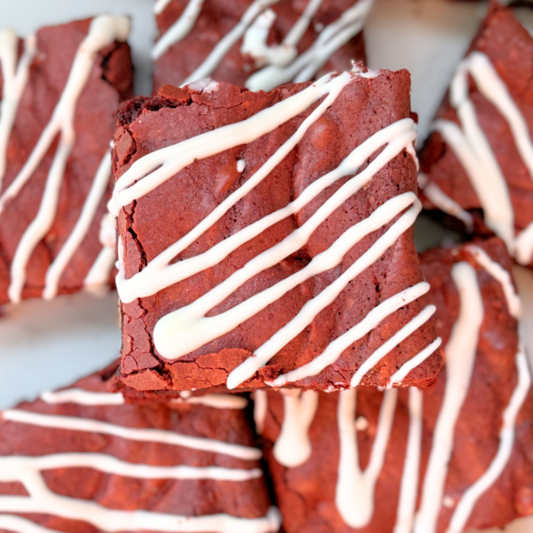 sheet pan red velvet brownies