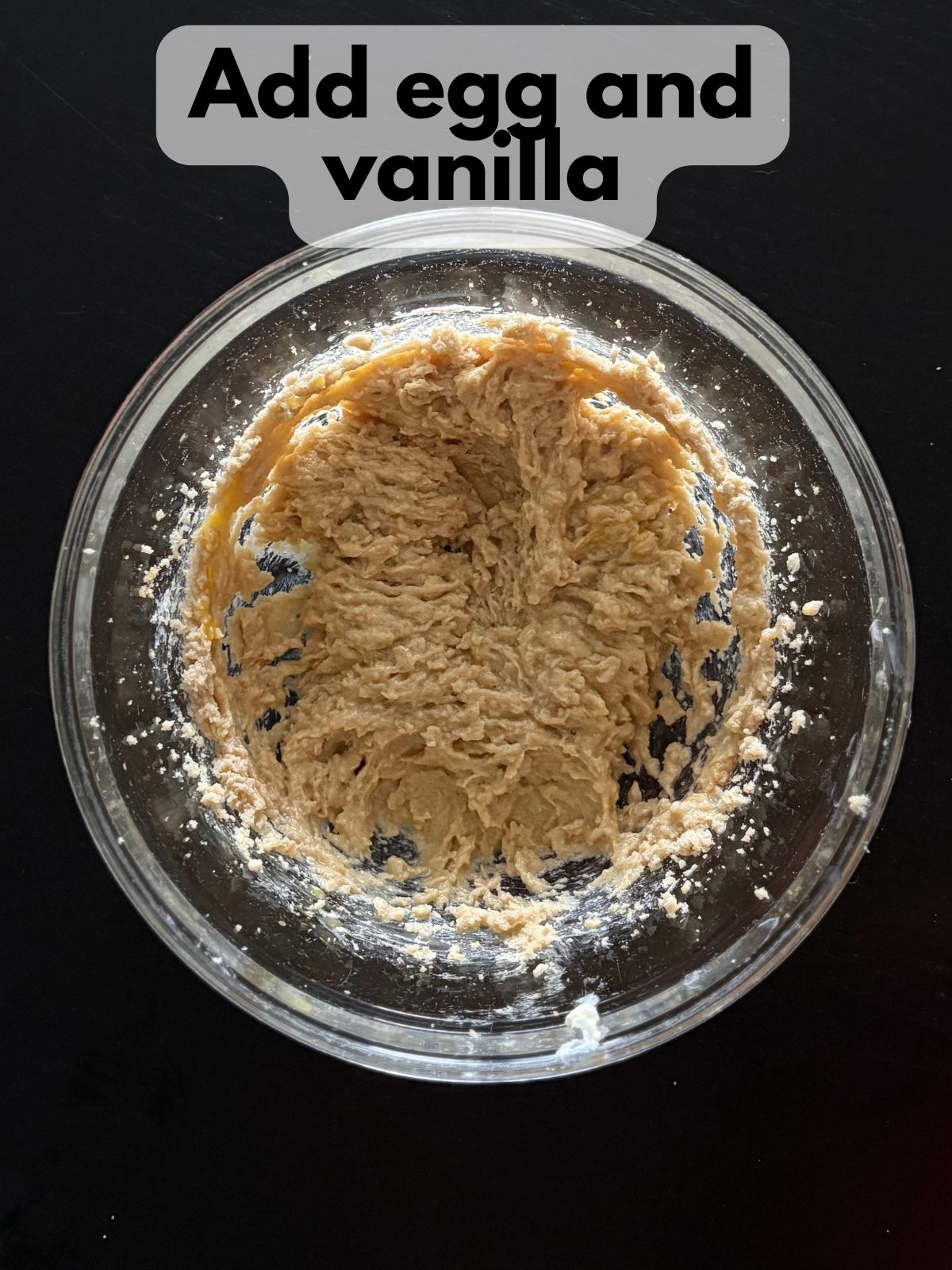 vanilla and egg added to creamed butter and sugars