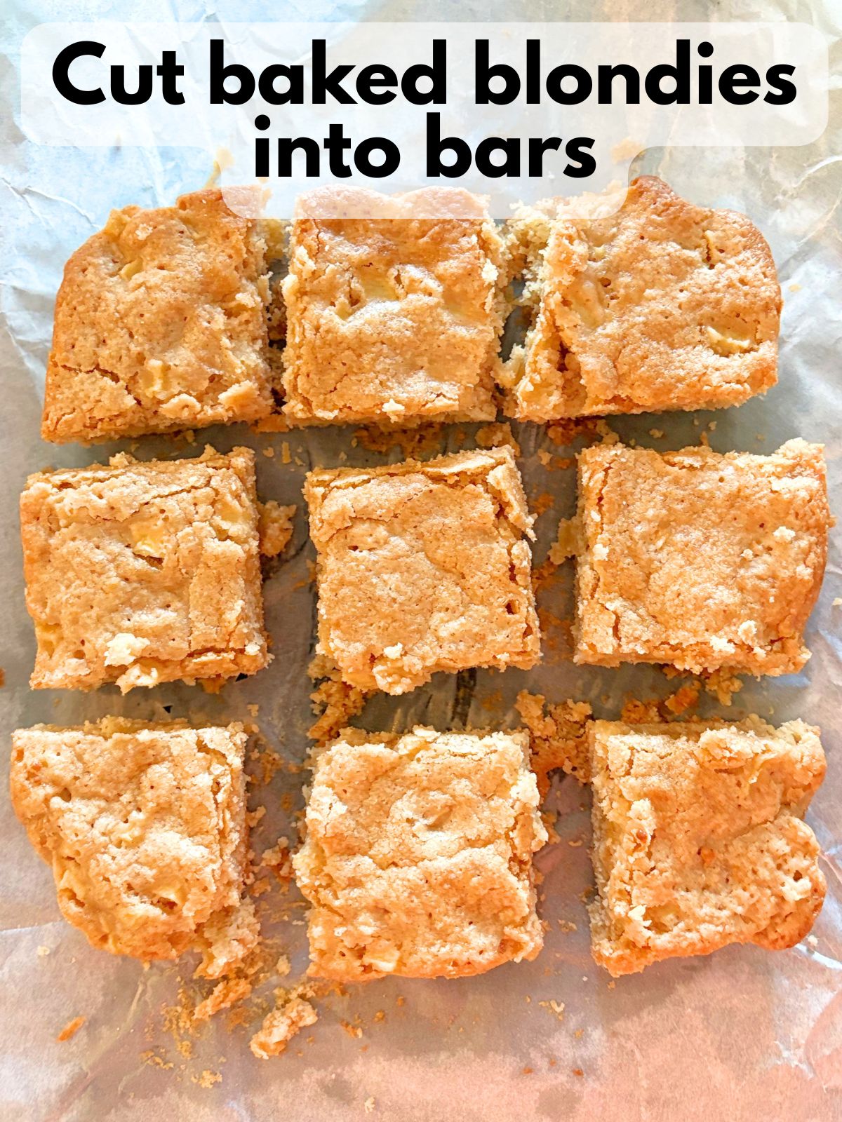 apple blondies sliced into bars