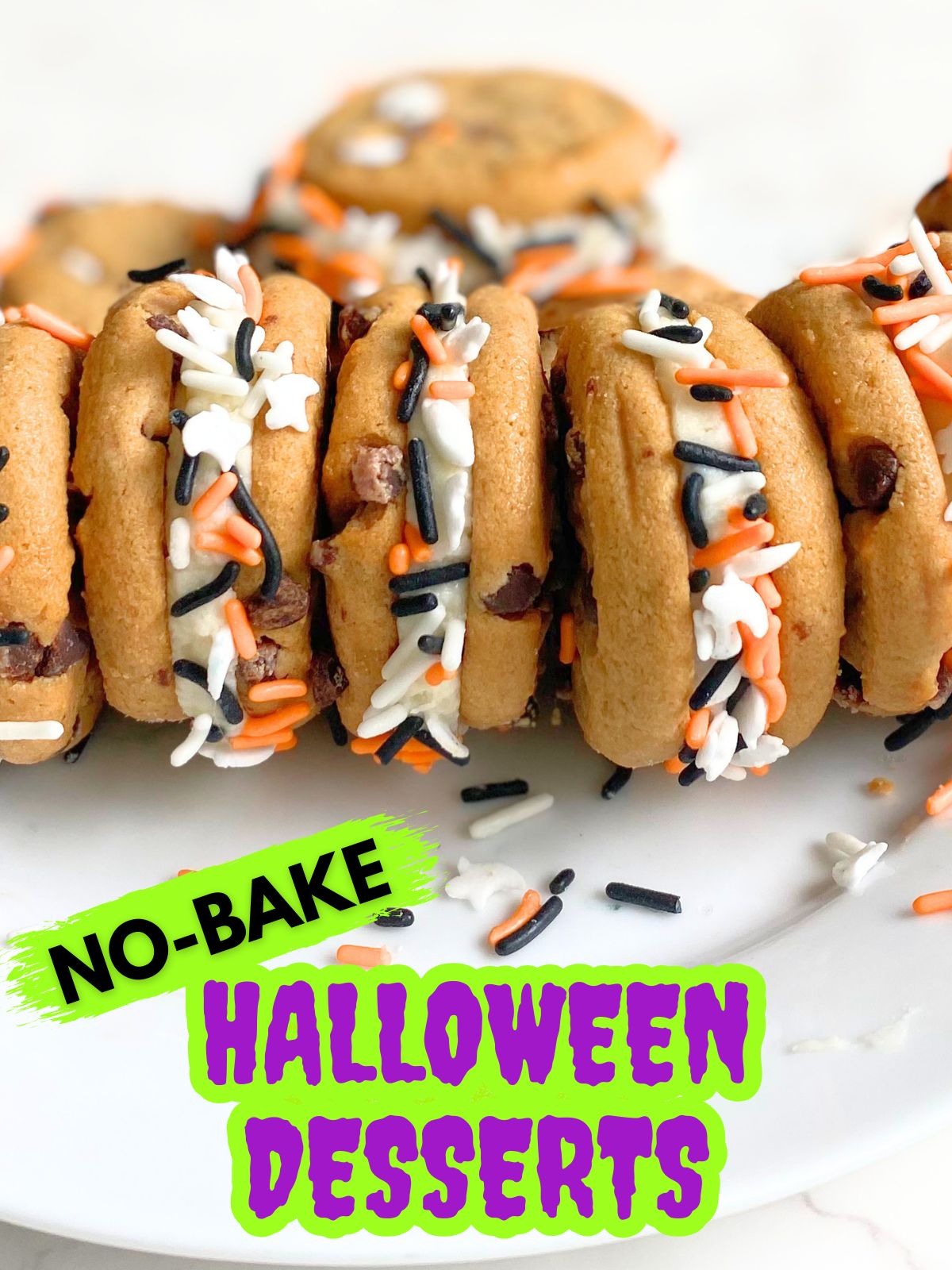 Halloween sprinkle cookie sandwiches