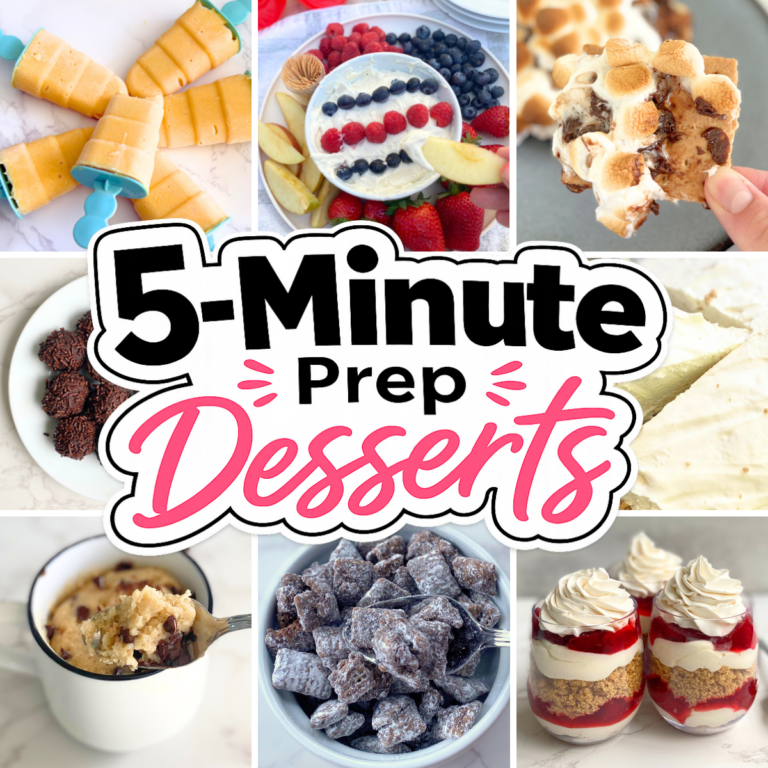 30 easy 5 minute desserts with quick, simple prep. No bake desserts, edible cookie dough, and mug cakes perfect for busy days and last minute treats.