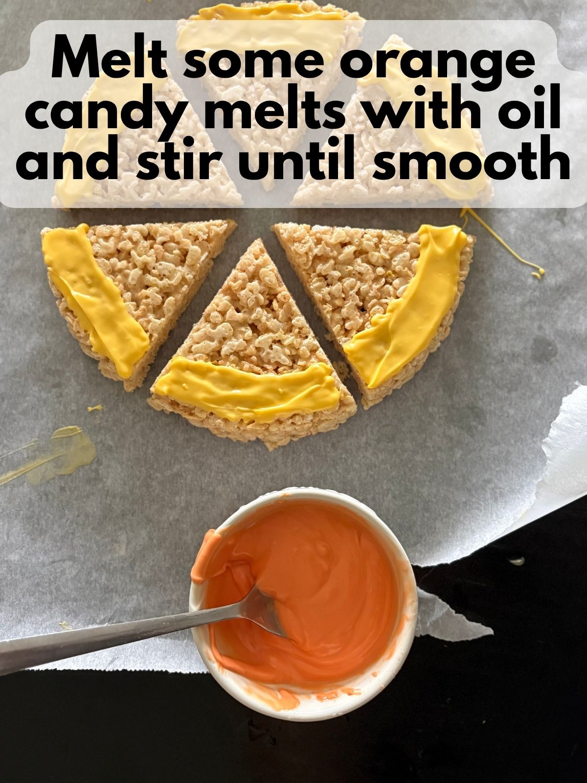 melted orange candy melts in a bowl