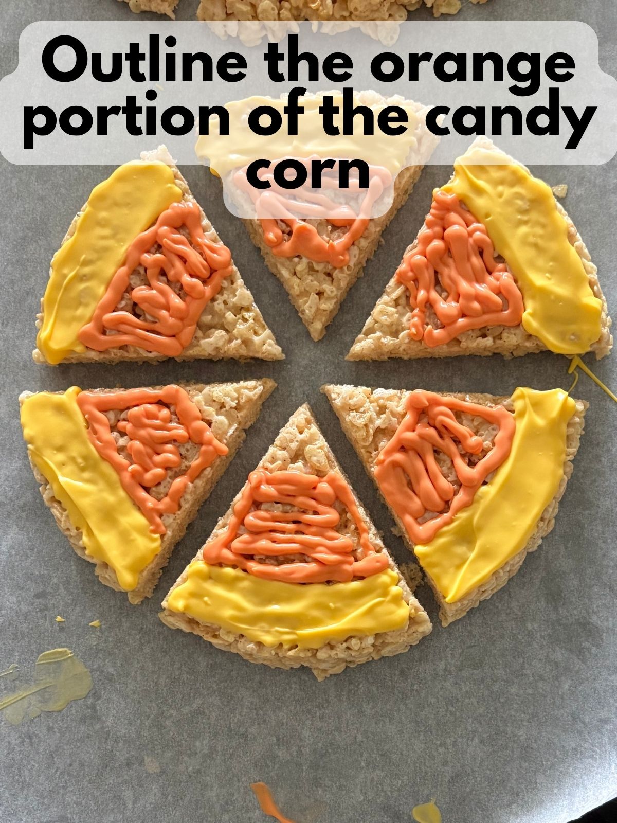 orange part of candy corn outlined