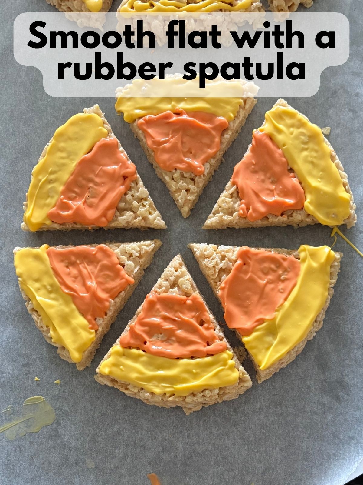 orange part of candy corn smoothed flat