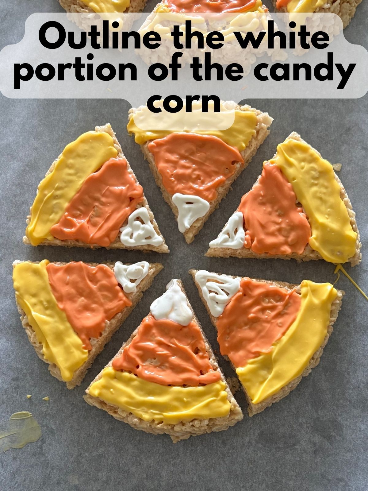 white chocolate part outlined on candy corn