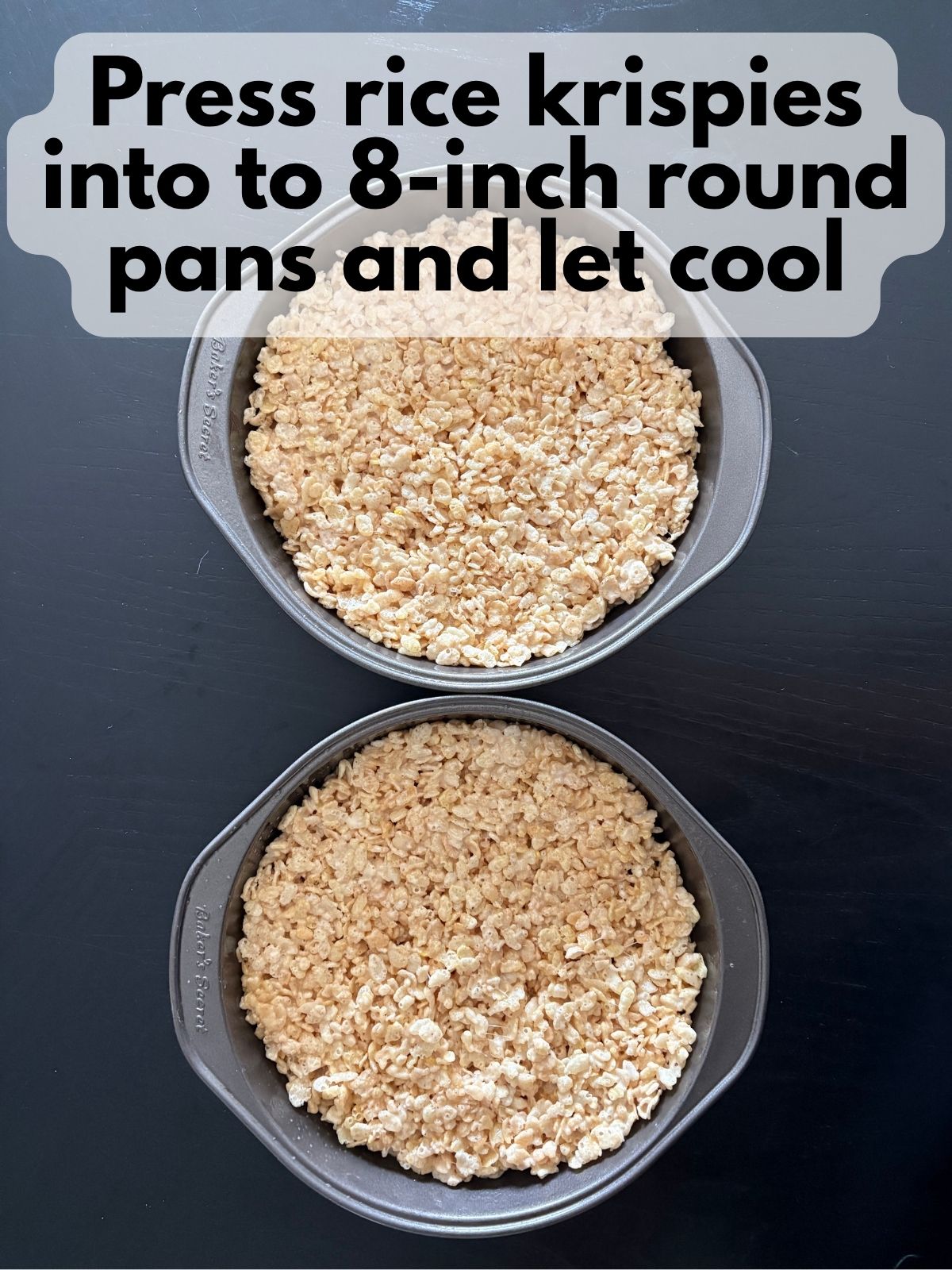 rice krispie pressed into 2 8 inch round pans