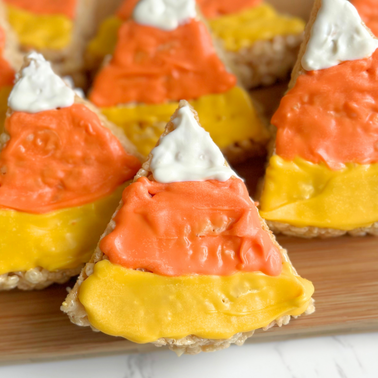Candy Corn Brown Butter Rice Krispie Treats