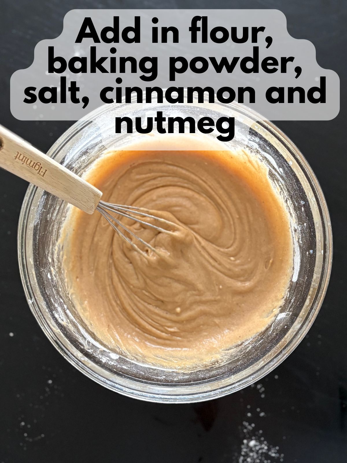 dry ingredients mixed with wet ingredients
