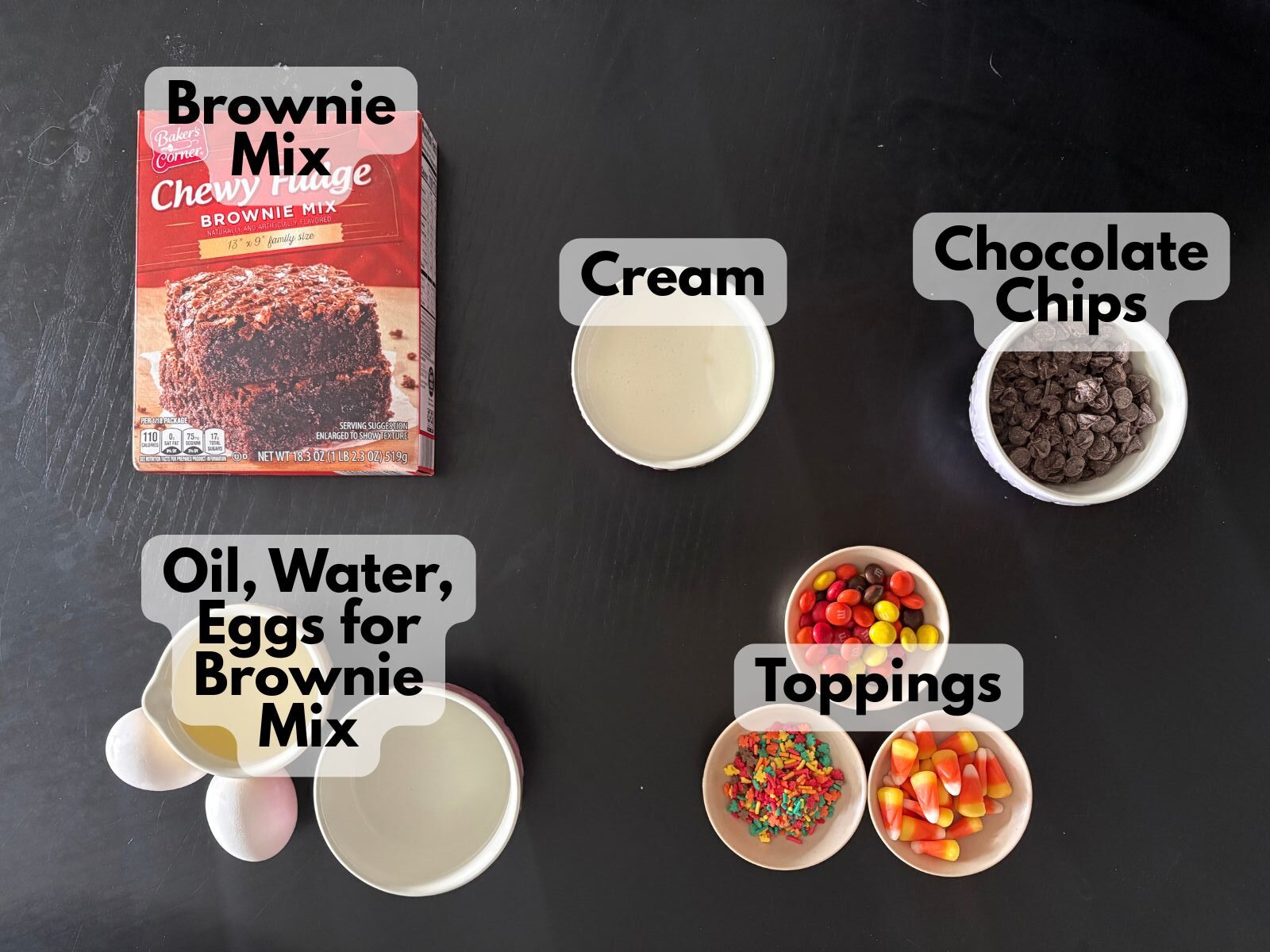 Thanksgiving brownie pizza ingredients