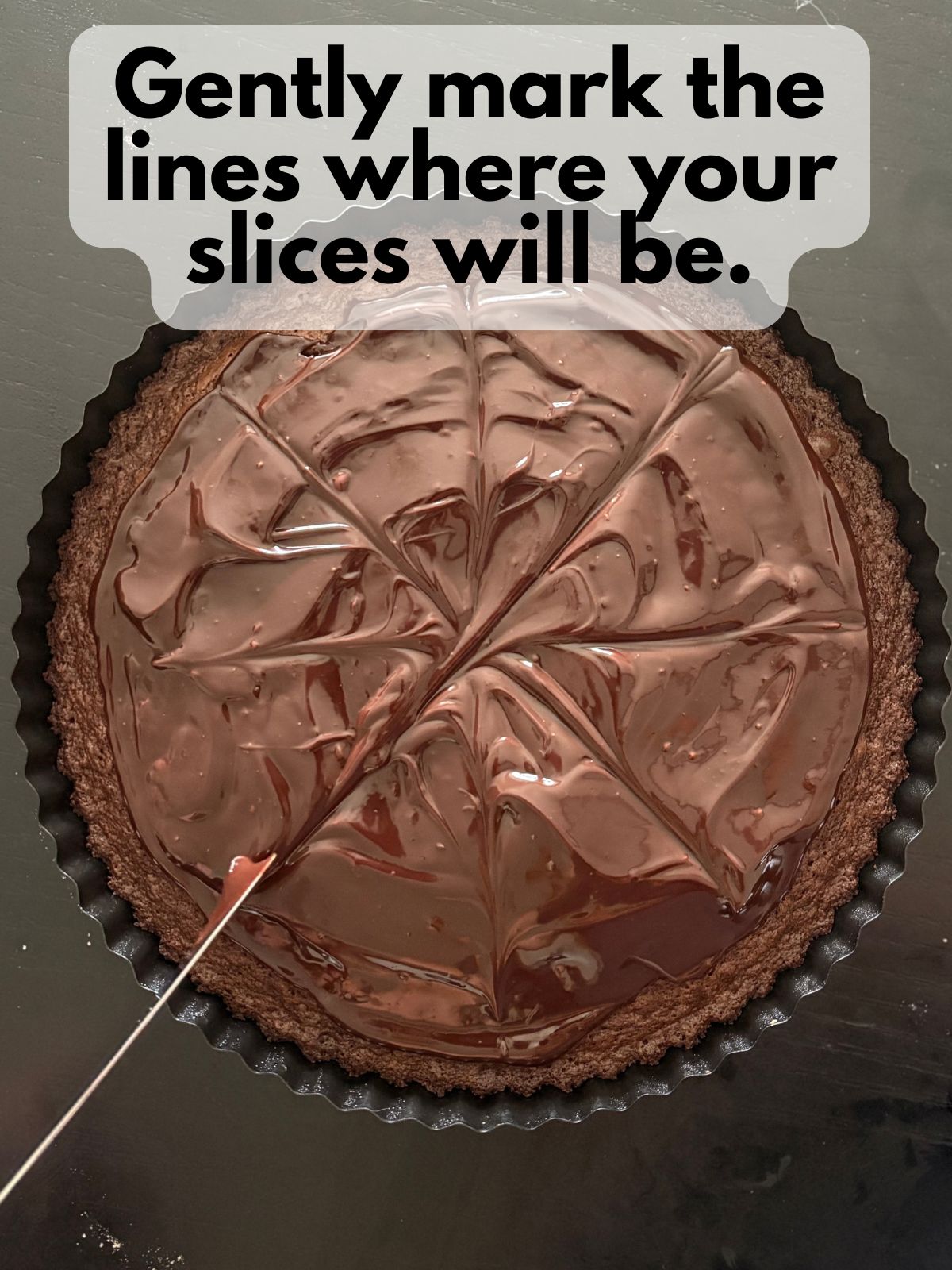 slices marked in chocolate ganache