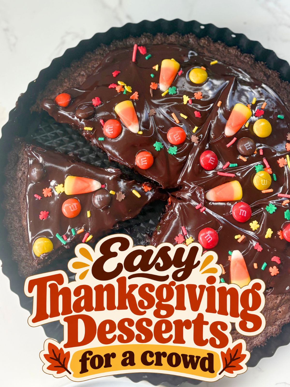 Thanksgiving brownie pizza