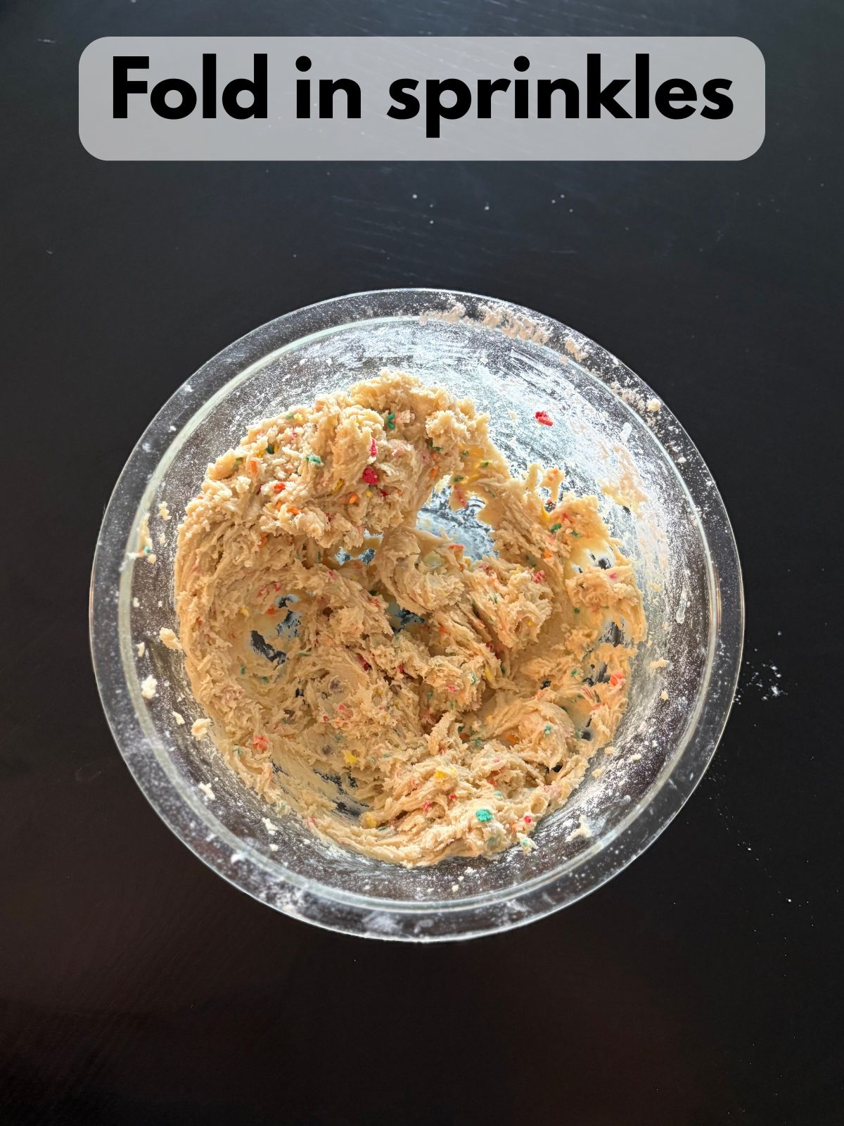 sprinkles folded into cookie bar dough