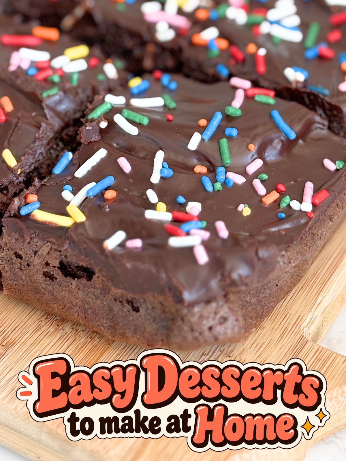 brownies with ganache and sprinkles