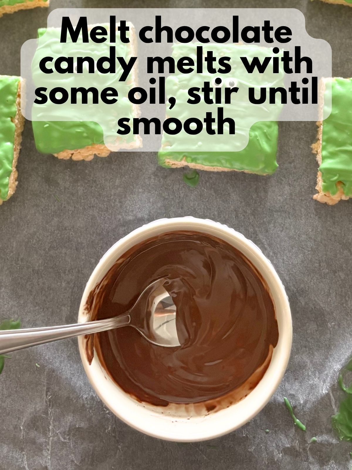 melted chocolate candy melts in a bowl