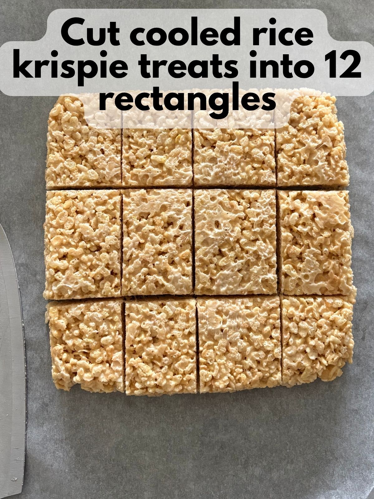 rice krispie treats cut into 12 rectangles