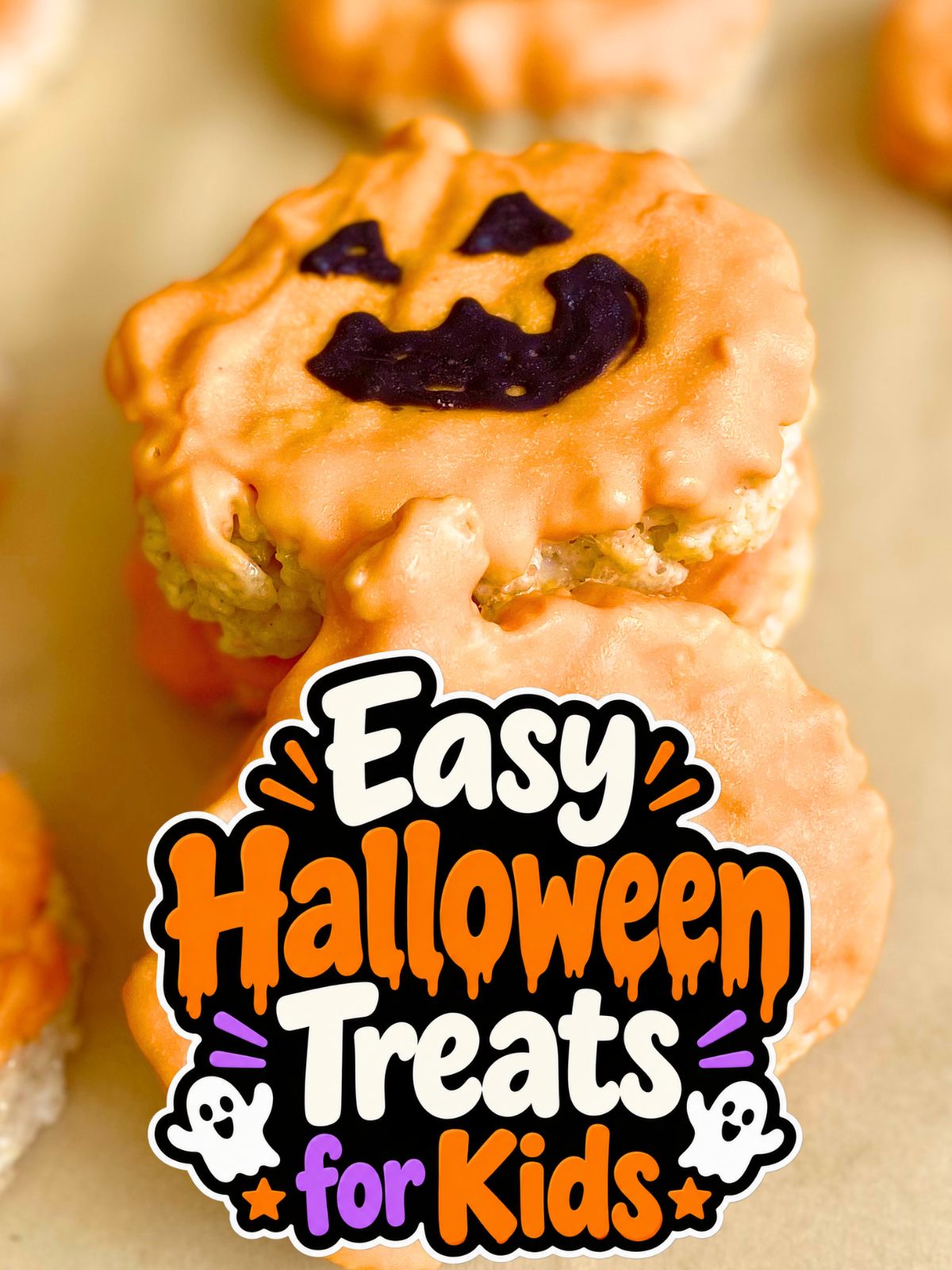 jack o lantern rice krispie treats