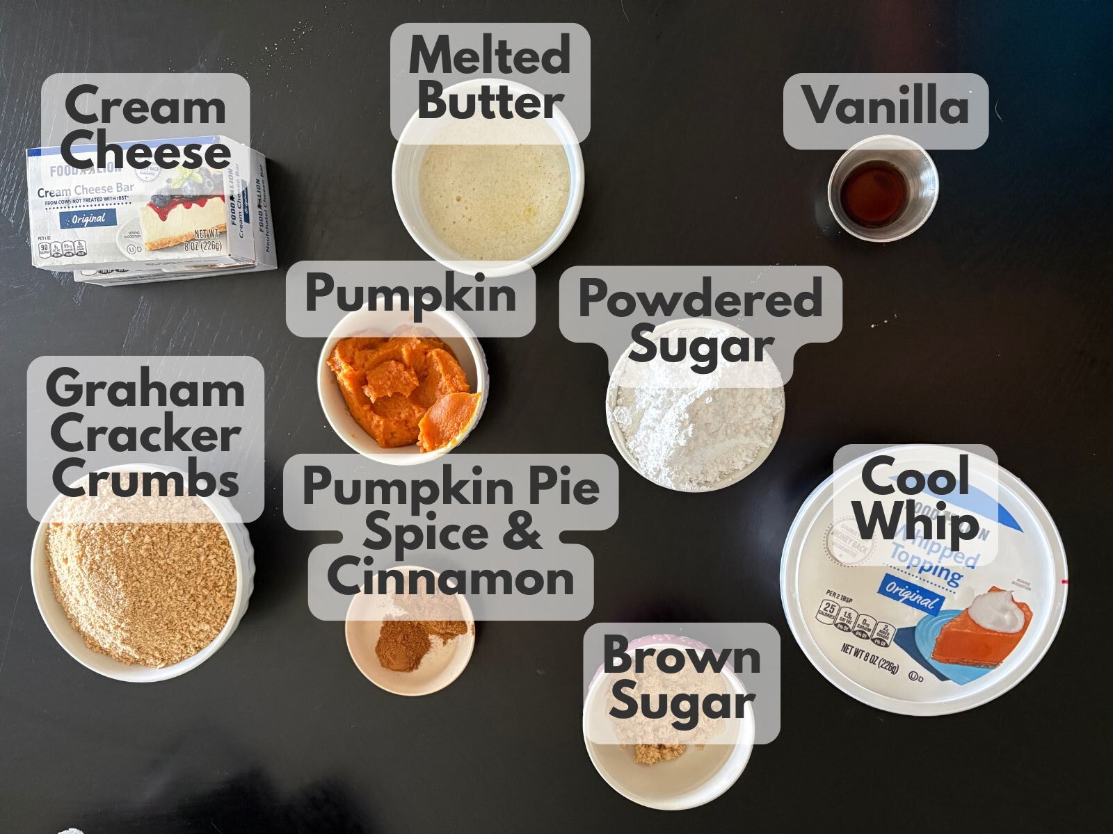 no bake pumpkin cheesecake bars ingredients