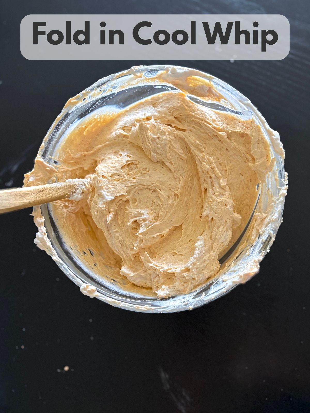 Cool Whip folded into cream cheese and pumpkin mixture