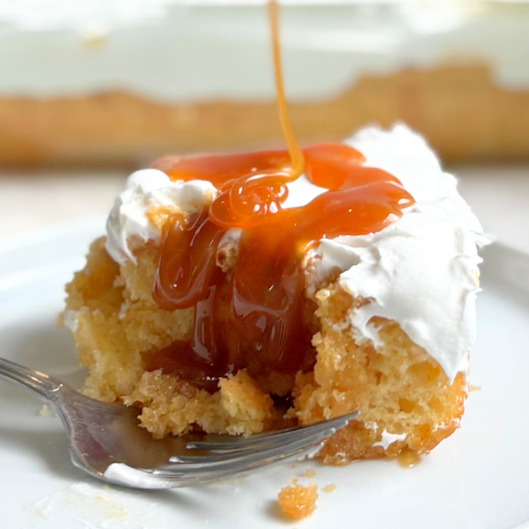 Salted Caramel Poke Cake from a Boxed Cake Mix