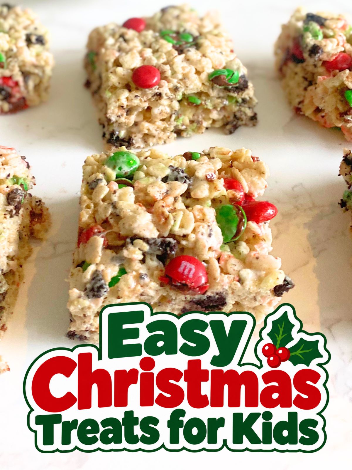 Christmas M&M Oreo rice krispie treats