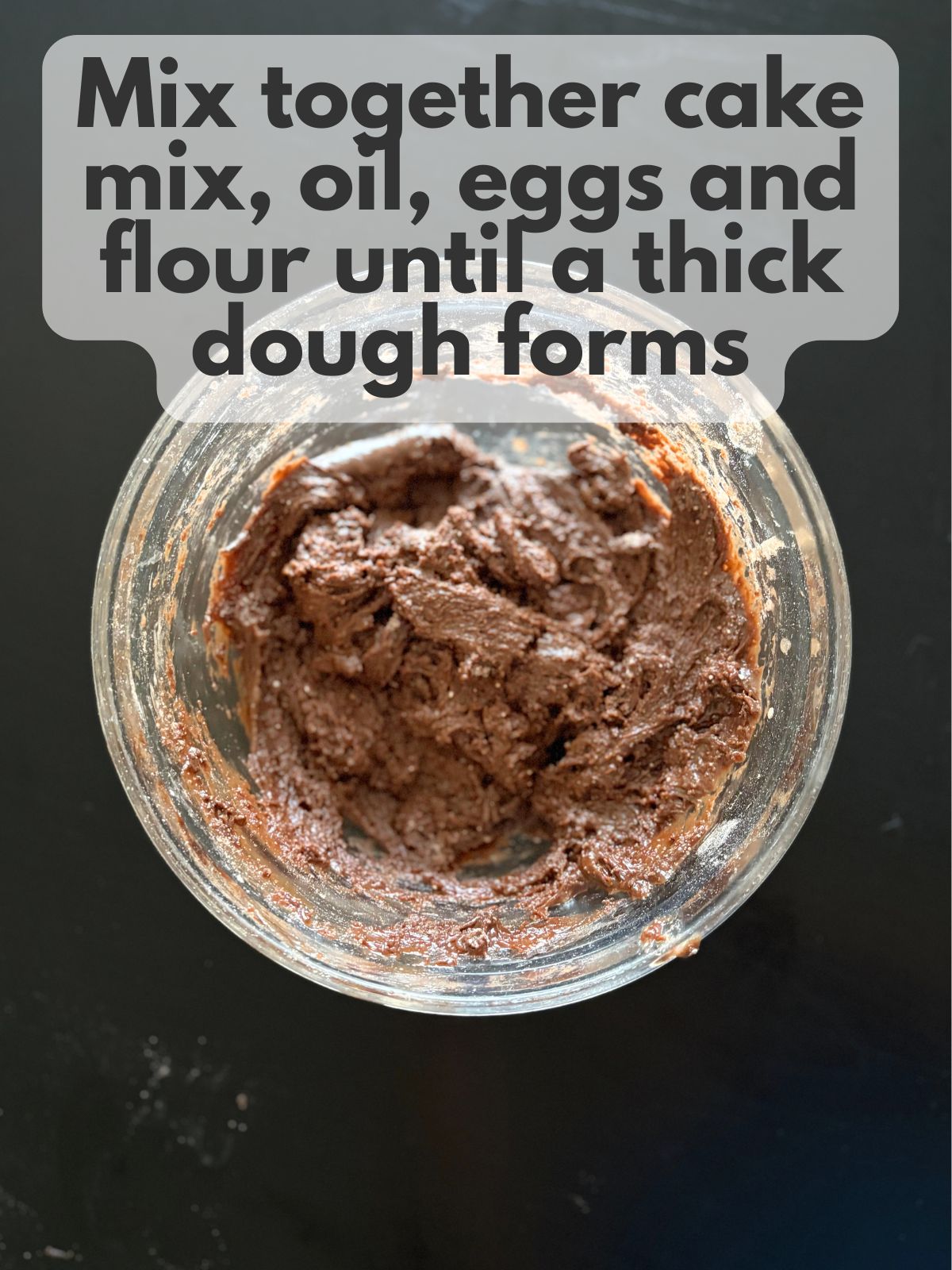 chocolate cake mix mixed with eggs, oil and instant coffee to form a cookie dough