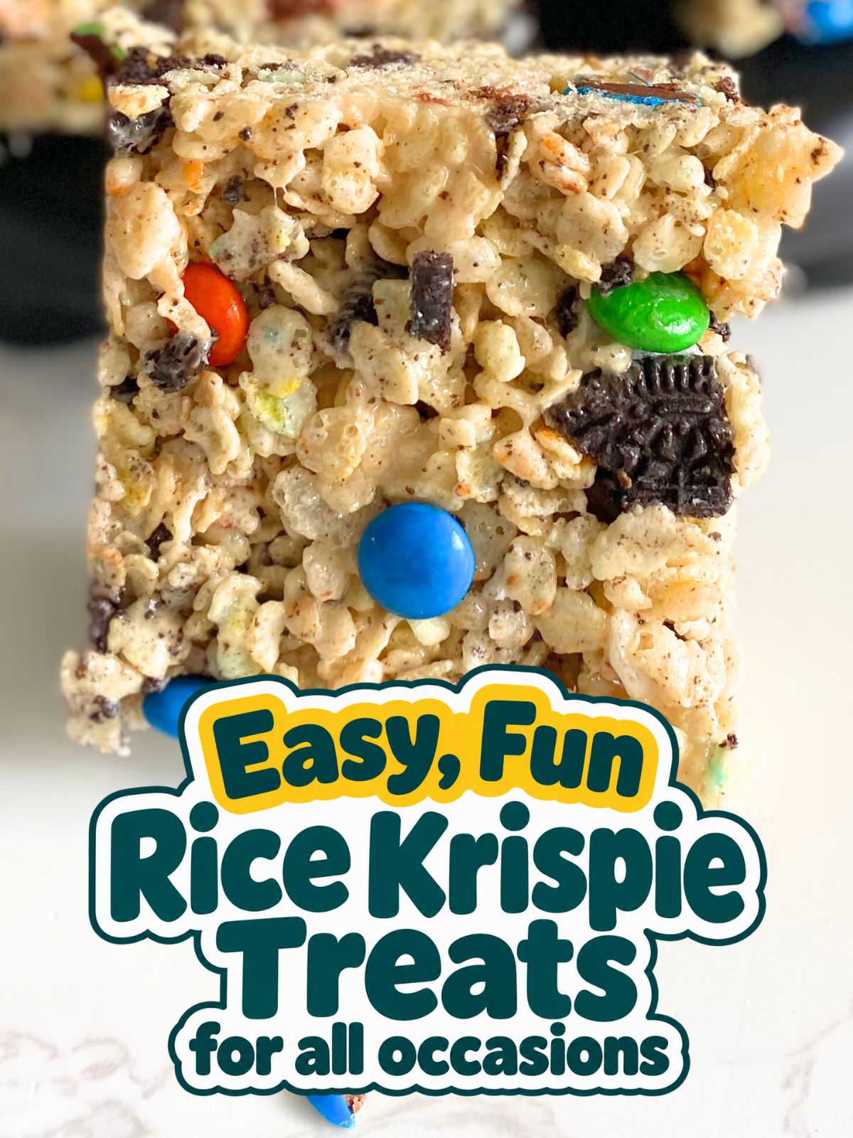 M&M Oreo rice krispie treats
