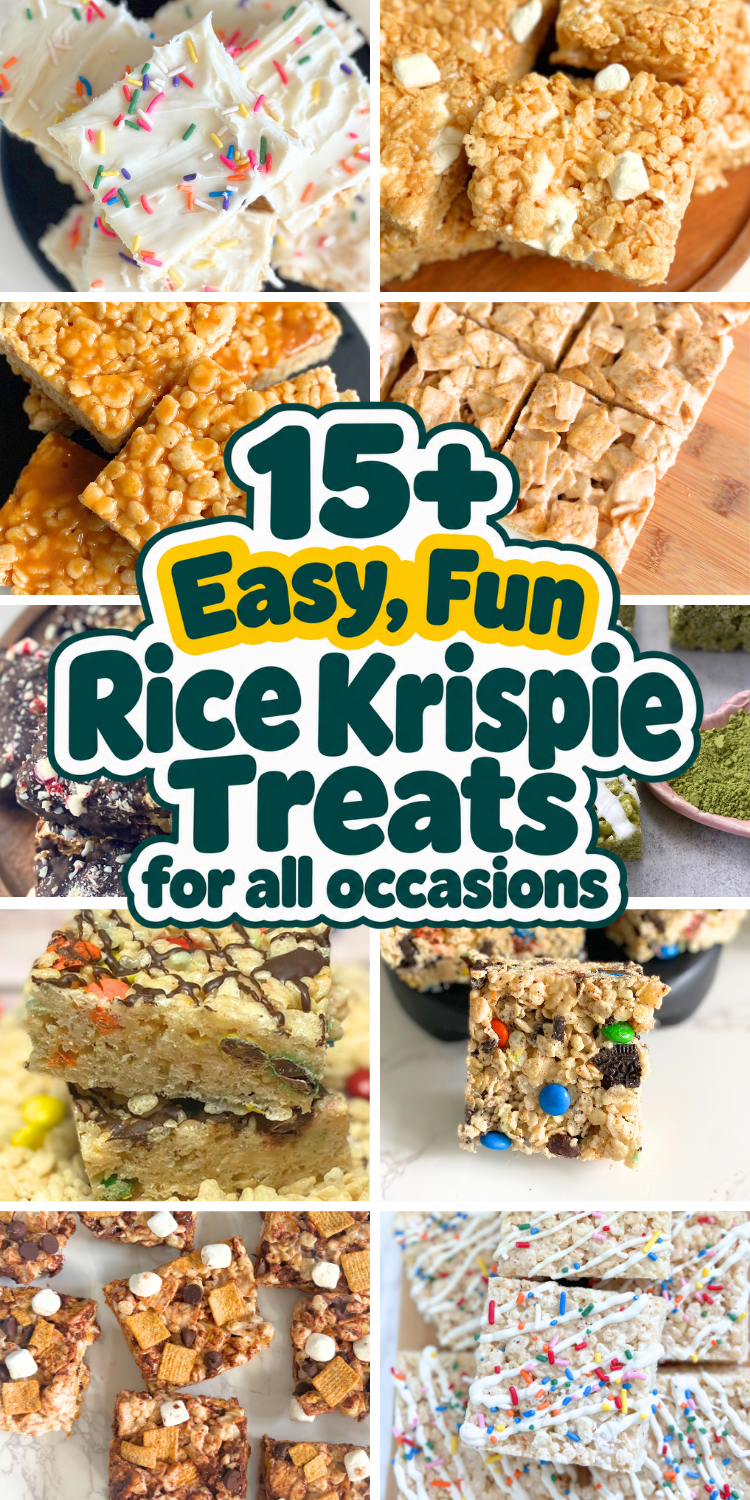 Discover 15 easy Rice Krispie treats, from sugar cookie and salted caramel to festive holiday designs, plus gooey Cinnamon Toast Crunch treats.