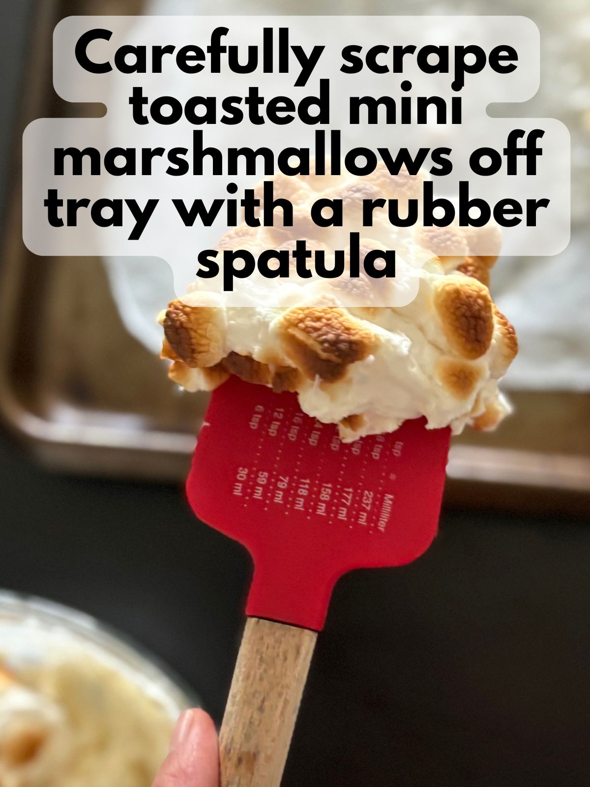 toasted marshmallows on a rubber spatula