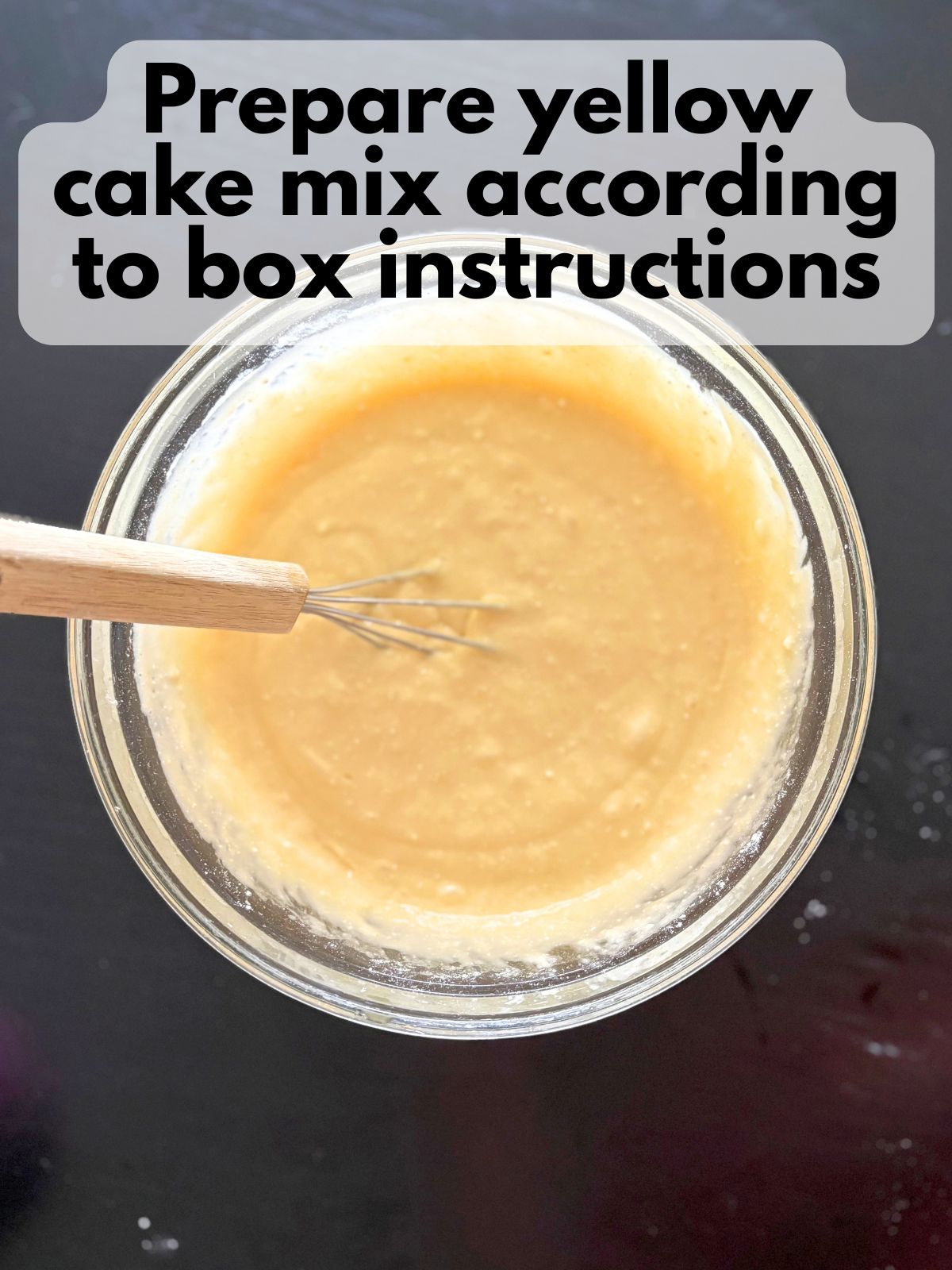 yellow cake batter in a mixing bowl